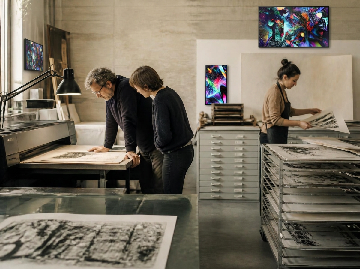 Illustrative print studio for artist editions